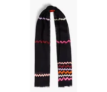 Embroidered wool-gauze scarf - Black