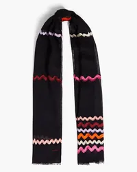 Paul Smith Embroidered wool-gauze scarf - Black Black