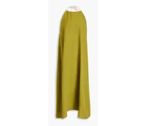 Two-tone slub silk halterneck maxi dress - Green