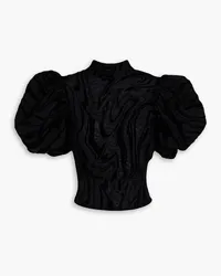 ROTATE Birger Christensen Cutout devoré-velvet top - Black Black