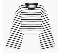 Cropped striped cotton-jersey top - Blue