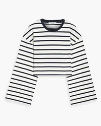 Frame Denim Cropped striped cotton-jersey top - Blue Blue