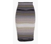 Ribbed cotton-blend pencil skirt - Black