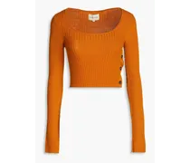 Assens cropped button-detailed wool and cashmere-blend sweater - Orange