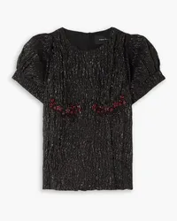 Simone Rocha Crystal-embellished metallic cloqué top - Black Black