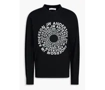 Jacquard-knit merino wool sweater - Black