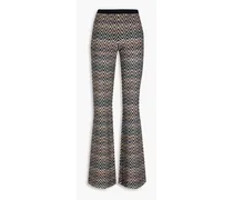 Crochet-knit flared pants - Black
