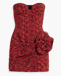 Magda Butrym Strapless floral-appliquéd pintucked silk-blend mini dress - Red Red