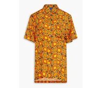 Floral-print satin-twill shirt - Orange