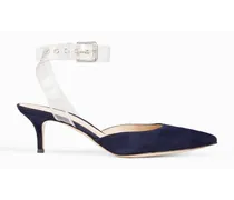Gianvito Rossi Glyn PVC-trimmed suede pumps - Blue Blue