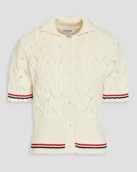 Thom Browne Striped cable-knit merino wool cardigan - White White