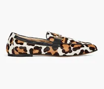 Double T leopard-print calf hair loafers - Animal print