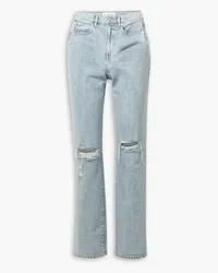 SLVRLAKE London distressed high-rise straight-leg jeans - Blue Blue