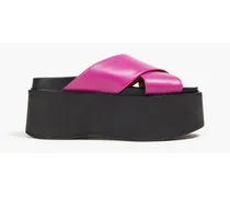 Leather platform sandals - Purple