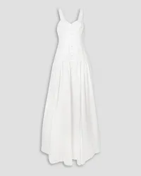 Joslin Bridgitte pleated pointelle-trimmed linen maxi dress - White White