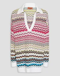 Missoni Crochet-knit cotton-blend polo sweater - White White