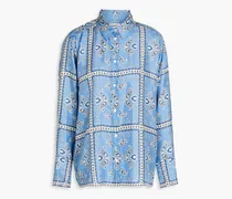 Carlota paisley-print silk-twill shirt - Blue