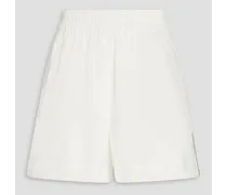 Bead-embellished cotton-organza shorts - White