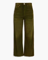 RE/DONE Cropped cotton-corduroy wide-leg pants - Green Green