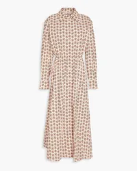 Tory Burch Floral-print cotton-poplin midi shirt dress - Neutral Neutral