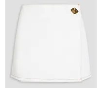 Wrap-effect denim mini skirt - White