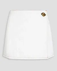 Ganni Wrap-effect denim mini skirt - White White