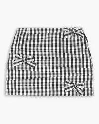 BERNADETTE Taffi bow-detailed checked taffeta mini skirt - Black Black