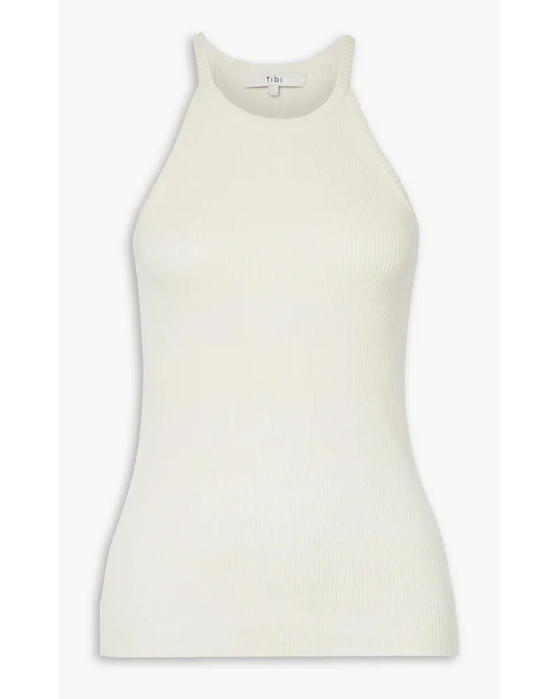 Ribbed cotton and modal-blend tank - White