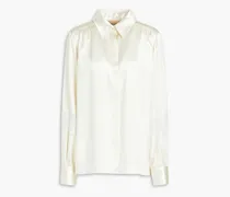 Gathered silk-charmeuse shirt - White