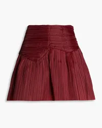 Aje. Laurier Wave plissé-organza mini skirt - Burgundy Burgundy