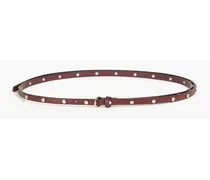 Studded leather belt - Burgundy
