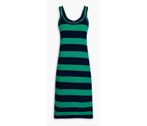 Striped cotton midi dress - Blue
