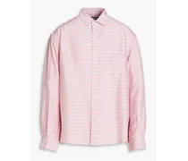 Simon checked satin-jacquard shirt - Pink