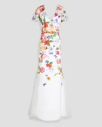 Marchesa Embroidered tulle gown - White White