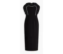 Katie strapless crystal-embellished crepe midi dress - Black