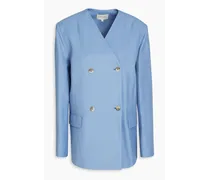Double-breasted twill blazer - Blue