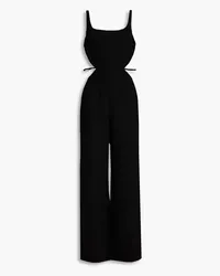 Halston Liliana cutout crepe de chine jumpsuit - Black Black