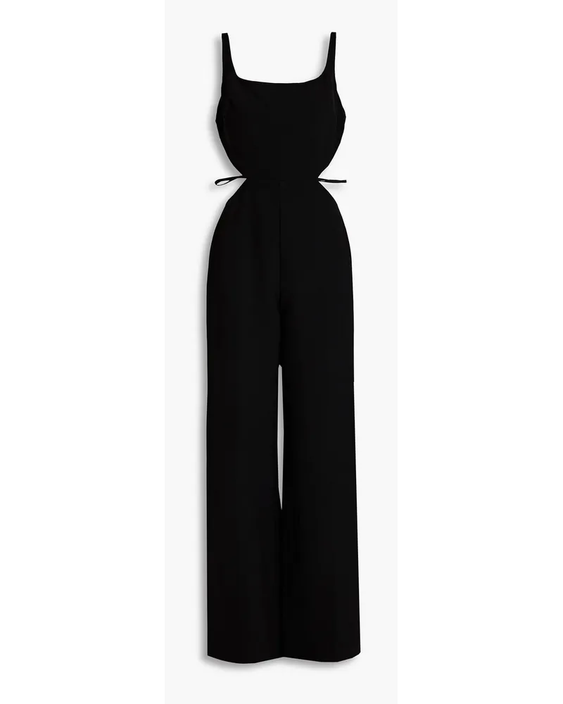 Halston Liliana cutout crepe de chine jumpsuit - Black Black