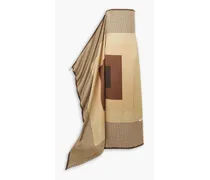 Cape-effect printed silk-jacquard gown - Neutral