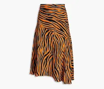Lilo zebra-print crepe de chine skirt - Orange