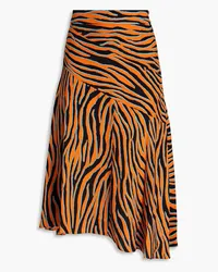 Diane von Furstenberg Lilo zebra-print crepe de chine skirt - Orange Orange