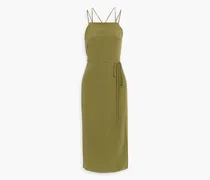 Carris wrap-effect washed-silk midi dress - Green