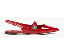 Patent-leather slingback point-toe flats - Red