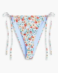 AGUA BENDITA Ipanema La Fania quilted floral-print mid-rise bikini briefs - Blue Blue