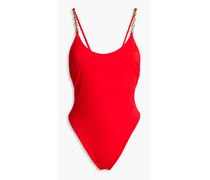 Chain-embellished swimsuit - Red