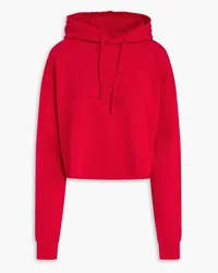 Ganni Cropped appliquéd French cotton-terry hoodie - Red Red