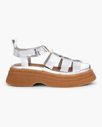 Ganni Creepers mirrored-leather platform sandals - Metallic Metallic