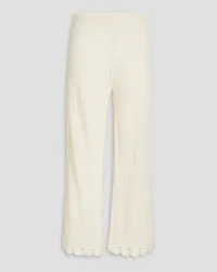 Maje Scalloped crochet-knit flared pants - White White