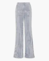 Akris Farida metallic striped canvas bootcut pants - Blue Blue