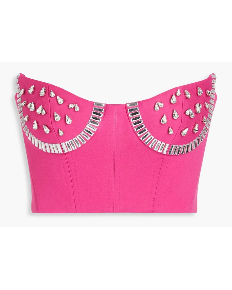 Area Embellished cropped jersey bustier top - Pink Pink